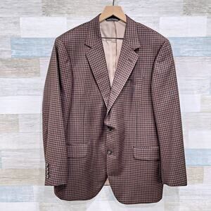 Coppley Reda Wool Gingham Plaid Sport Coat Brown Two Button Canada Mens 45R